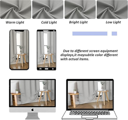 Simplebrand Silver Grey Blackout Curtains for Bedroom 96 Inches Long 2 Panels, Solid Thermal Insulated, Energy Saving Living Room Window Treatment Curtains Blackout Drapes, W50 x L96 Inch, Silver Grey