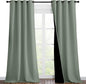 NICETOWN Greyish Green Blackout Curtains 90 inches Long, Full Light Blocking Drapes with Black Liner for Nursery, Thermal Insulated Draperies for Hall, Villa (2 Pieces, 46" Wide Each Panel)