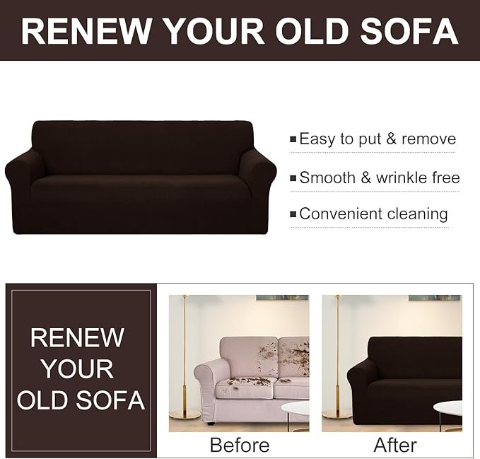 U-NICE HOME Loveseat Cover Stretch Couch Cover Sofa Cover Sofa Slipcover Furniture Protector for 2 Cushion Couch Sofa Pet Friendly(Loveseat, Chocolate)