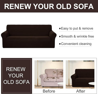 U-NICE HOME Loveseat Cover Stretch Couch Cover Sofa Cover Sofa Slipcover Furniture Protector for 2 Cushion Couch Sofa Pet Friendly(Loveseat, Chocolate)