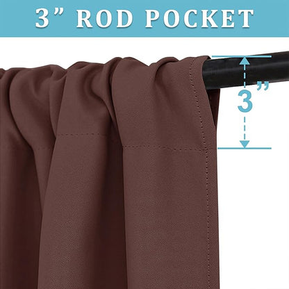 RYB HOME 54 inch Blackout Curtains for Living Room, Rod Pocket Thermal Insulated Small Window Drapes Room Darkening Shades for Bedroom Studio Dorm, W 42 x L 54 inch, Set of 2 Panels, Chocolate Brown