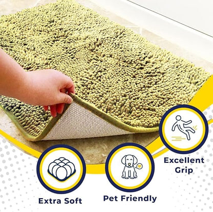 Muddy Mat® | Super Absorbent Door Mat Indoor, Microfiber Quick Dry Chenille Entryway Rug, Non-Slip Front Door Mat, Indoor Mats for Entryway, Machine Washable Pet Rug, Yellow 48" x 72"