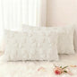 decorUhome Cream White Bow Pillow Covers Set of 2 Coquette Aesthetic Cute Preppy Plush Faux Pillowcases for Girly Bedroom or Couch 12x20 Inch