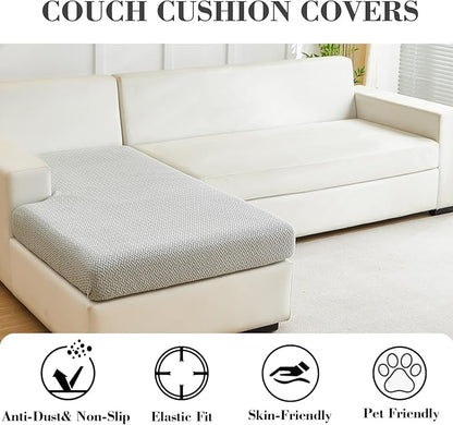 Sofa Covers Couch Covers for Sofa Pet Friendly Couch Cushion Covers Universal Sofa Covers Washable Stretch Slipcovers for Sectional Sofa (Texture Light Gray,Chaise Cover)