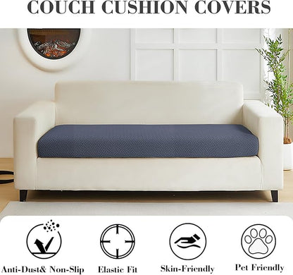 Couch Covers for 2 Cushion Sofa Pet Friendly Couch Cushion Covers Universal Sofa Covers Washable Stretch Slipcovers for Sectional Sofa (Texture Metal Gray,Large Double Seat Cover)