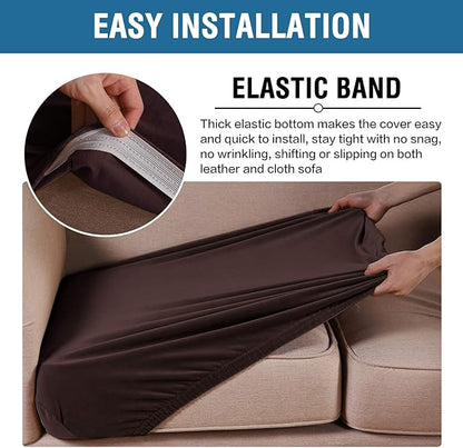 H.VERSAILTEX Velvet Stretch Couch Cushion Cover Plush Cushion Slipcover for Chair Cushion Furniture Protector Seat Cushion Sofa Cover (1 Piece Armchair Cushion Covers, Brown)
