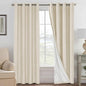 H.VERSAILTEX Linen Curtains 100% Blackout Curtains for Bedroom 102 inch Long Full Light Blocking Nature Linen Blended Window Curtains for Living Room Nickel Grommet (2 Panels, Bleached Sand)