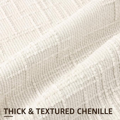decorUhome Summer Cream White Chenille Throw Pillow Covers 16x16 Set of 2 Textured Soft Cozy Slubby Couch Pillow Covers Modern Farmhouse Boho Decorative Pillow Cases for Bed Sofa Living Room