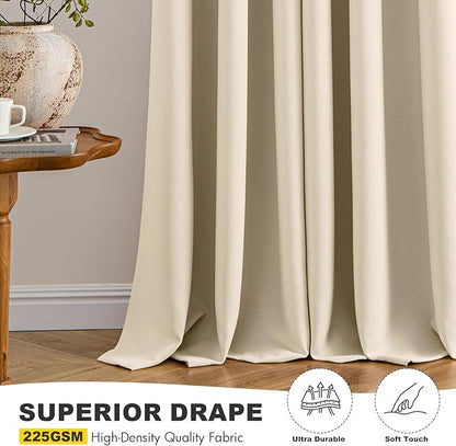 MIULEE Cream Beige Blackout Curtains - Thermal Insulated Bedroom Curtains Room Darkening Drapes for Living Room Kitchen Grommet Top Light Blocking Window Treatment, 40 x 54 Inches Long, 2 Panels