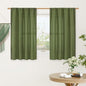 LAMIT Linen Curtains 45 Inch Length 2 Panels Set for Bedroom, Light Filtering Semi Sheer Neutral Short Decorative Window Rod Pocket Christmas Decor Drapes for RV/Basement, 42 X 45 Inch, Olive Green