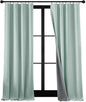 RYB HOME 100% Blackout Linen Textured Curtains 90 inches Long, Thermal Insulating Privacy Energy Saving for Bedroom Living Room Window Office Theater Baby Nursery, W 52 x L 90 in, Aqua, 2 Panels