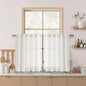 Beige White Linen Curtains for Kitchen Windows Over Sink Neutral 30 Inch Length Back Tab and Rod Pocket Light Filtering Semi Sheer Cafe Curtain for Bathroom RV Small Window 40 x 30 Inch,2 Panels