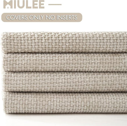 MIULEE Pack of 4 Couch Throw Pillow Covers 16x16 Inch Cream Soft Decorative Chenille Pillow Covers Farmhouse Accent Cushion Covers for Boho Spring Home Decor Sofa Bedroom Living Room