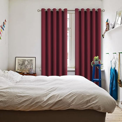 BGment Blackout Curtains for Bedroom - Grommet Thermal Insulated Room Darkening Curtains for Living Room, Set of 2 Panels (70 x 84 Inch, Burgundy)