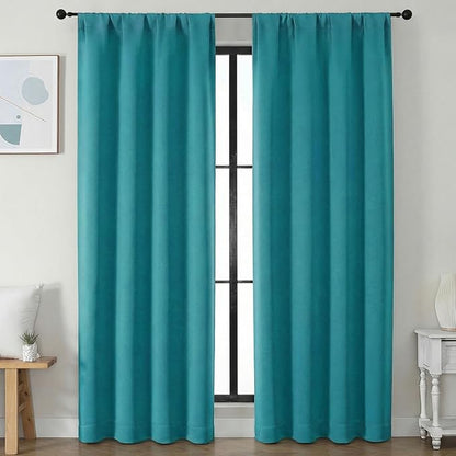 Simplebrand Ava Teal Blackout Curtains for Bedroom 84 Inch Length 2 Panels Set, Solid Thermal Insulated Privacy Nursery Window Treatment Curtains Blackout Drapes, W40 x L84 Inch, Teal