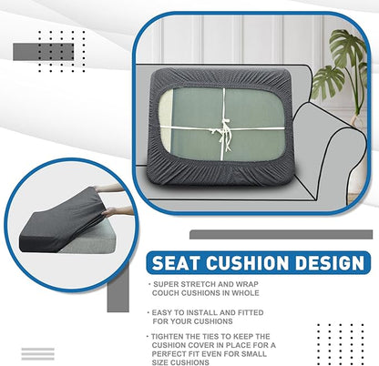XINEAGE Couch Cushion Covers Seat Cushion Cover Thick Stretch Sofa Slipcovers 1 Piece Individual Couch Covers with Elastic Bottom(Single Seat Cushion/Backrest,Dark Grey)