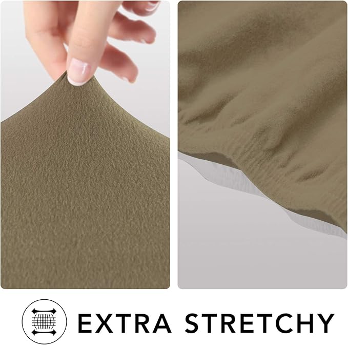PureFit Super Stretch Sofa Slipcover – Spandex Non Slip Soft Couch Sofa Cover, Washable Furniture Protector with Non Skid Foam and Elastic Bottom for Kids, Pets （Oversized Sofa, Tan）