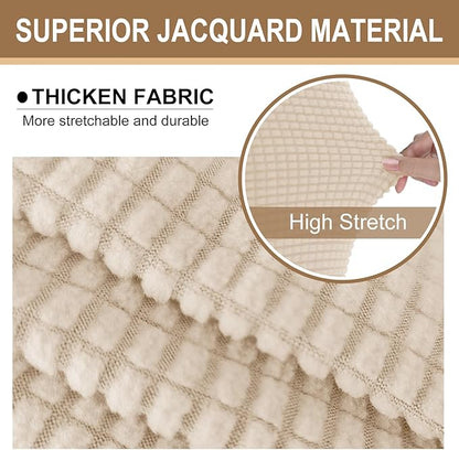 U-NICE HOME Stretch Futon Cover Armless Bed Slipcover - Soft Jacquard Fabric Washable for Pet Friendly, Beige