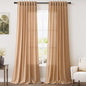 Nanspring Camel Linen Curtains for Living Room Extra Long 112 Inches Long Back Tab Light Filtering Semi Sheer Curtain Vintage Rustic Decor Floor to Ceiling High Window for Bedroom 52x112, 2 Panels
