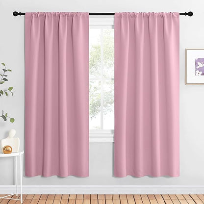 NICETOWN Blackout Curtains for Living Curtains, Rouge Pink, 2 Panels, 42 by 72, Room Darkening Window Curtain Panels, Easy-Care Solid Thermal Insulated Draperies/Drapes for Daughter Room