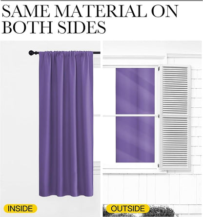 NICETOWN RV Bunk Curtains, Lilac Purple, 2 Panels, W42 x L30 -Inch, Kitchen Window Curtains Over Sink, Thermal Insulated Rod Pocket Blackout Blinds & Drapes for Small Windows
