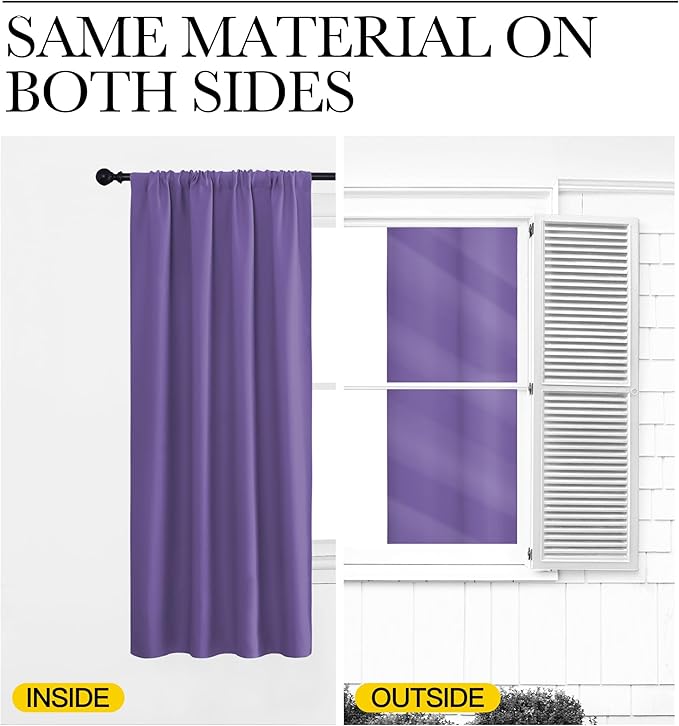 NICETOWN Blackout Curtains for Living Curtains, Lilac Purple, 2 Panels, 52 by 95, Room Darkening Window Curtain Panels, Easy-Care Solid Thermal Insulated Draperies/Drapes for Daughter Room