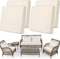 Newwiee Set of 4 Stretch Patio Cushion Covers Sofa Couch Seat Chair Slipcovers Cushion Cover Replacement Furniture Protector for Pets Washable(Beige,Seat Cover,Solid)