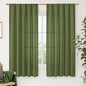 LAMIT Faux Linen Curtains 63 inches Long for Bedroom, Rod Pocket Thick Linen Drapes Light Filtering Privacy Window Christmas Decor Curtains for Living Room, 2 Panels (52 x 63 Inch, Olive Green)