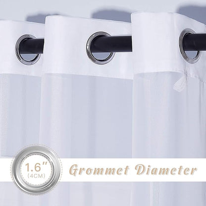 NICETOWN Sheer Curtains 63 inch Length - Grommet Living Room Curtain Panels Voile Textured Soft and Lightweight Window Treatments for Bedroom Decor, W37 x L63, 2 Pieces