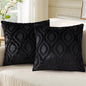 decorUhome Throw Pillow Covers 26x26 Inch Set of 2, Soft Plush Faux Wool Black Solid Couch Pillow Covers, Accent Euro Sham Farmhouse Neutral Square Pillow Cases for Sofa Bed Living Room