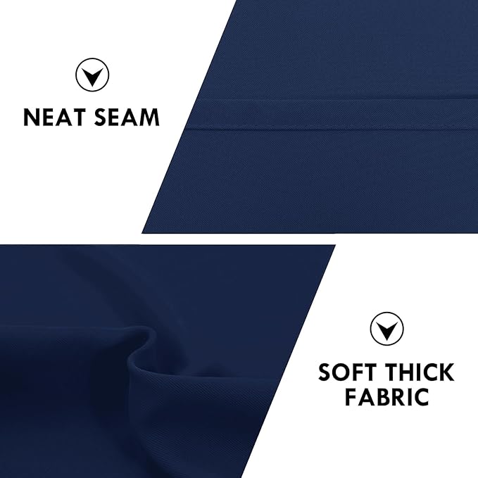 DWCN Navy Blue Blackout Curtains for Bedroom 63 Inches Long 2 Panels Set Window Drapes Thermal Insulated Room Darkening Rod Pocket Curtains for Kids Boys Room (W42 x L63 Inch, Navy Blue)