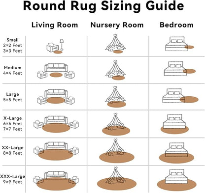 OLANLY Khaki Round Rugs for Bedroom - Machine Washable, 5 ft Circle Area Rugs for Living Room, Soft and Fluffy Shaggy Carpet for Teen Girl and Boys, Nursery Rooms, Dorms, Home Decor Aesthetic