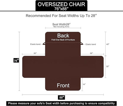 U-NICE HOME Reversible Oversized Chair Covers Quilted Water Repellent Pet Protectors with Elastic Straps(28''Armchair, Taupe/Taupe)