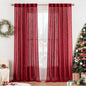 MIULEE Burgundy Red Linen Curtains 96 Inch Long for Bedroom Living Room, Soft Thick Linen Textured Window Drapes Semi Sheer Light Filtering Rod Pocket Back Tab Christmas Burlap Look, 2 Panels