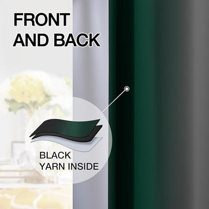 SimpleHome Ombre Room Darkening Curtains 84 inches Length for Bedroom,Grommet Gradient Light Blocking Green and Black Gradient Window Curtains for Living Room,2 Panels, 52x84 inches