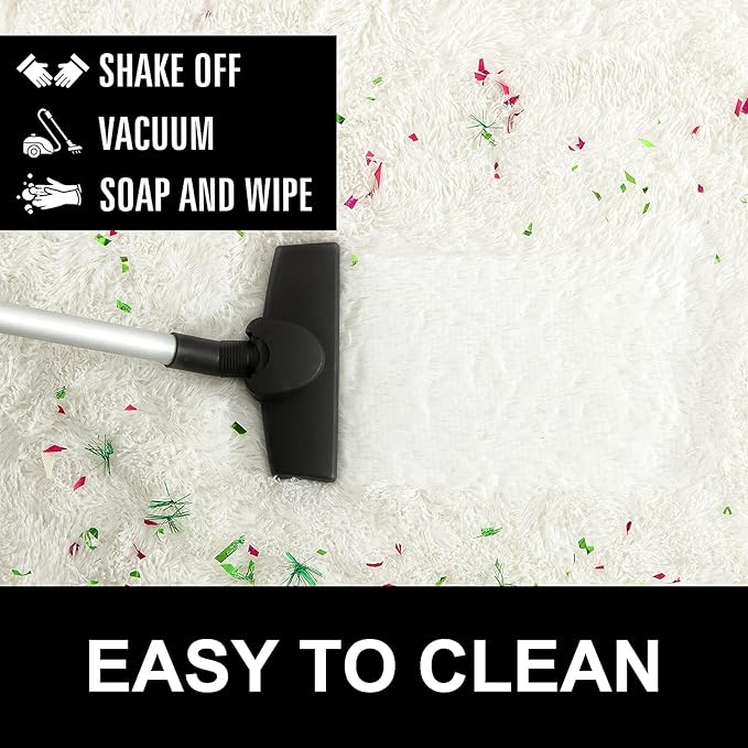 LOCHAS Ultra Soft Indoor Modern Area Rugs Fluffy Living Room Carpets for Children Bedroom Home Decor Nursery Rug 4x5.3 Feet, Cream
