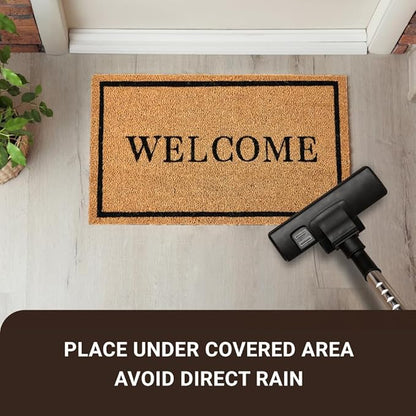 KANKUN Coco Coir Door Mat with Heavy Duty Backing, Welcome Doormat (17" x 30"), Doormat Entrance (Welcome2-1Pack)
