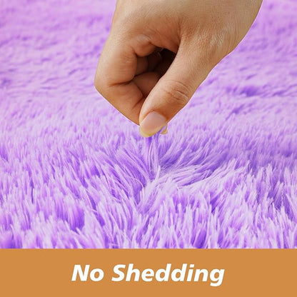 Super Soft Circle Rugs for Girls Princess Castle Toddlers Play Tent 5 Diameter Circular Area Rugs for Kids Bedroom Baby Room Decor Round Shag Playhouse Carpets(Φ5, Purple)