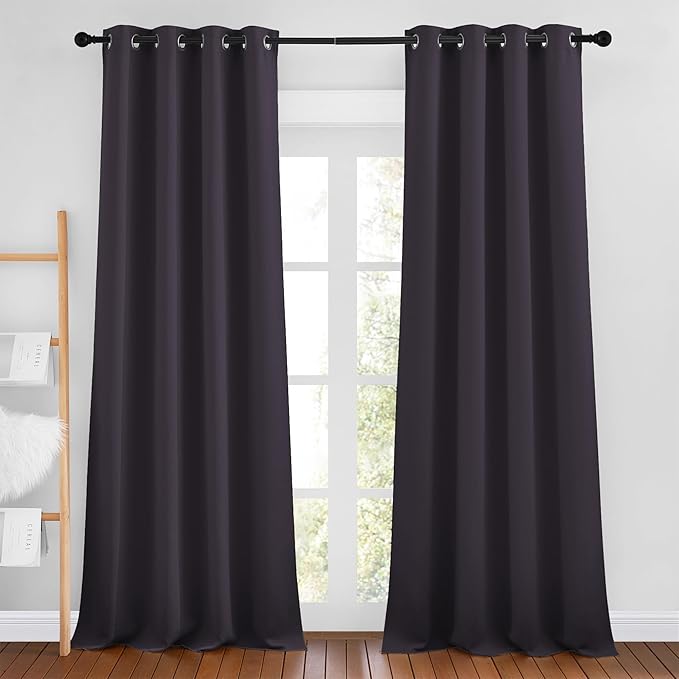 NICETOWN Greyish Purple Curtains 96 inches Long, Grommet Thermal Insulated Blackout Curtains Privacy Window Treatments for Boys Room/Living Room, W46 x L96, 2 Panels