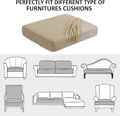 Water Repellent Sofa Cushion Covers, Stretch Sofa Seat Covers, Furniture Protector for Pets with Elastic Bottom, Non Slip, Washable (Loveseat Cushion, Sand)