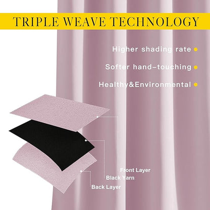 NICETOWN Insulated Room Darkening Curtains and Drapes - Microfiber Energy Saving Thermal Insulated Solid Grommet Room Darkening Draperies for Kitchen (1 Pair, 46 inches by 54 Inch, Baby Pink)