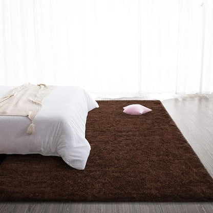 TWINNIS Super Soft Shaggy Rugs Fluffy Carpets, 4x5.9 Feet, Indoor Modern Plush Area Rugs for Living Room Bedroom Kids Room Nursery Home Decor, Upgrade Anti-Skid Rectangular Fuzzy Rug, Brown