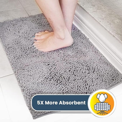 Muddy Mat® | Super Absorbent Door Mat Indoor, Microfiber Quick Dry Chenille Entryway Rug, Non-Slip Front Door Mat, Indoor Mats for Entryway, Machine Washable Pet Rug, Grey 16"x24"