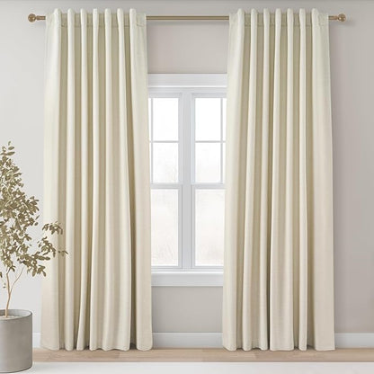 Topfinel 78 Inch Long Curtains for Sliding Door Closet Doors 100% Blackout Curtains for Living Room Bedroom Back Tab Pleated Heat Blocking Insulated Drapes Heat Cream White (W52 x L78) 2 Panels