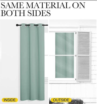 NICETOWN Modern Blackout Curtains Noise Reducing, Seafoam, 2 Panels, W42 x L54, Thermal Insulated and Privacy Room Darkening Drape Panels for Boy's Guest Room Door Small Short Window