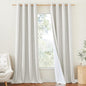 NICETOWN 100% Absolutely Blackout Linen Curtains with Thermal Insulated White Liner, Natural, W52, 2 Pieces, Noise Reducing Textured Linen Look Curtains for Windows 108 inch Length for Classroom