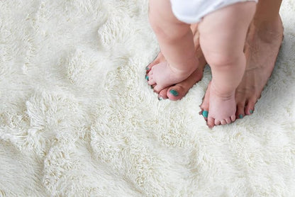 TWINNIS Super Soft Shaggy Rugs Fluffy Carpets 3x5 Feet, Indoor Modern Plush Area Rugs for Living Room Bedroom Kids Room Nursery Home Decor, Upgrade Anti-Skid Rectangular Fuzzy Rug, Cream White