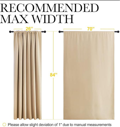 NICETOWN Room Darkening Curtains for Bedroom - Triple Weave Home Decoration Thermal Insulated Solid Drapes for Kitchen (Biscotti Beige, Set of 2 Panels, 70 x 84 Inch)