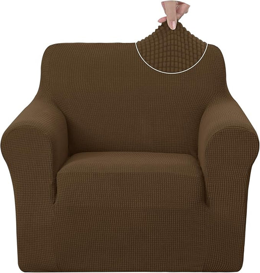 U-NICE HOME Recliner Chair Covers Stretch Couch Cover Sofa Cover Sofa Slipcover Furniture Protector for Chair Cover Pet Friendly(Armchair, Brown)