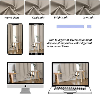 Simplebrand Ava Stone Blackout Curtains for Bedroom 96 Inches Long 2 Panels, Solid Thermal Insulated, Energy Saving Living Room Window Treatment Curtains Blackout Drapes, W40 x L96 Inch, Stone